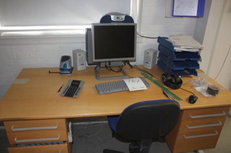 PC + flat screen monitor + office desk + chair
