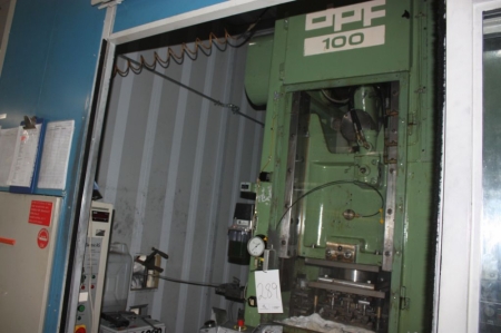 Eccentric press, DPF 100 model KLH-100 w. control unit + noise cabinet + decoiler
