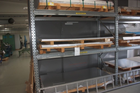 Aluminium plates in 1 section pallet rack, 2,5 mm x 2000 x 1000 mm + 1,5 x 2000 x 1000 mm + 0,6 x 2000 x 1000 mm
