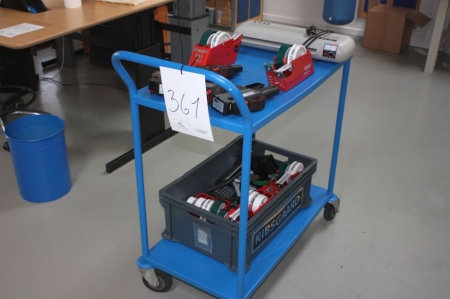 Workshop trolley with laminator and various marking tools etc.
