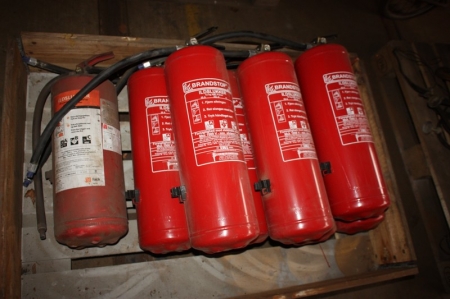 Pallet with fire-fighting equipment, powder extinguisher, 12 kg.