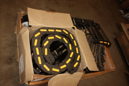 Pallet with parts of flex cable trays