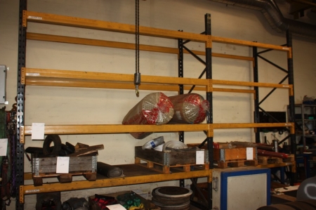 2 span pallet rack, 3 gables, height approx. 3 meters + 16 frames, approx. 3 meters (3x500 kg), without content