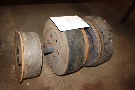 2 ruller for svejserullebuk, ø400 mm + skinnehjul for svejserullebuk, stand ukendt