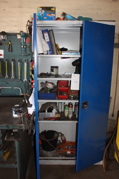 Tool cabinet with key + miscellaneous content (paper not included)