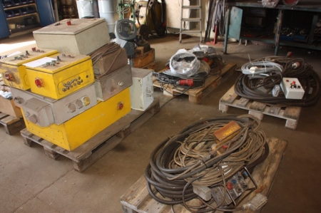 4 pallets various electrical parts, cables, etc.