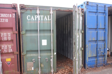 Material Container, 20 foot, Fair condition. Wooden base
