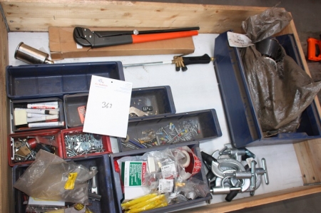 Pallet with various, including Water Pump Pliers + gas burner