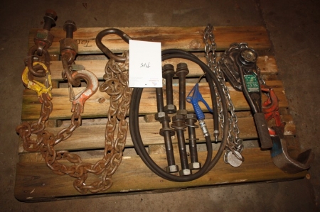 Pallet with lifting chains, approved + bar + shackle, 3.15 tons