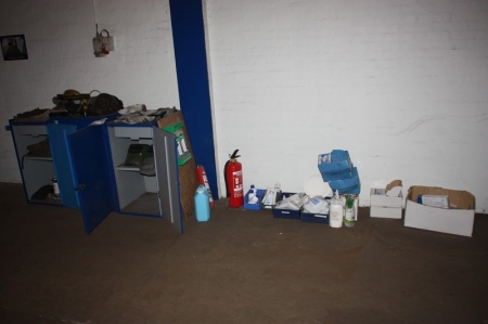 3 x steel cabinet containing, inter alia, fresh air equipment & parts on the floor as depicted