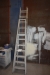 Aluminium extension ladder, Zarges. Length about 5 meters + aluminium stepladder, 1 x 7 steps