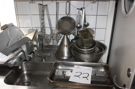 Various kitchen utensils, stainless steel