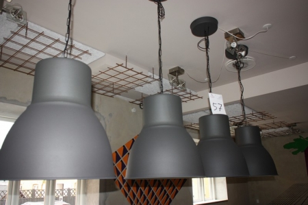 4 ceiling lamps + desk without content, approx. length = 337 x Width = 73 x height = 97 cm