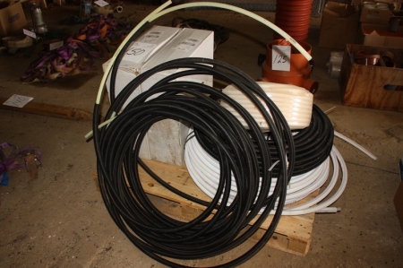 Pallet with various plastic hoses, Wavin, etc.