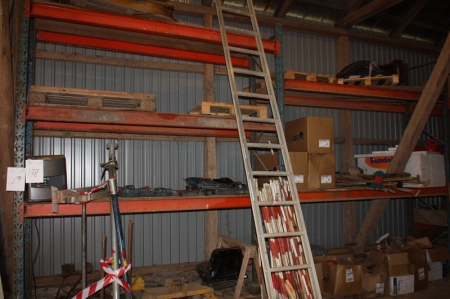 3 span pallet racking, 18 frames, length approx. 3m + 2 x aluminium ladders (not to be collected before 4 PM on the last day of collection)