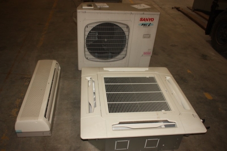 Air Conditioning, Sanyo Pac-in, with DC converter R410 A + air conditioning unit, wall, Sanyo SPW-KR124GH56B, year 2007 + air conditioning unit, ceiling, Sanyo + control box