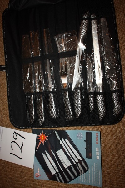 Knivsæt i 9 dele i taske, ubrugt, Kaiserbach. Chrom Molybdæn. Kan bruges i opvaskemaskine, sælges af privat, kun moms på salær