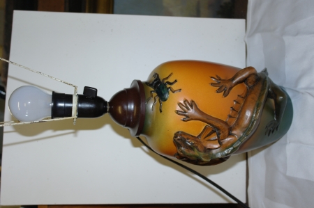 Lamp with salamander, Ibsen Pottery, labeled LJ