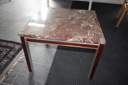 Coffee table with marble top and lists rosewood 65 x 65 cm. Bendixen Design.