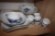 Parts of dinnerware, blue flower, 3 shelves in the closet