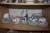 Parts of dinnerware on one shelf in the closet, Royal Copenhagen, braided edge