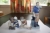 3 x porcelain figurines, 2 girls with goose + girl with laundry, Royal Copenhagen