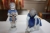 2 x porcelain figurines: Boy with puppy and girl with cat, Bing and Grøndal