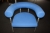 Upholstered chair with blue ticking, Erik Jorgensen, Pipeline (some labeled 55632). Good condition