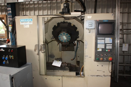 Vertical machining center, CNC Tapping Center, Brother TC-225. 10 tool places, semi-automatic rotary table, cooling unit