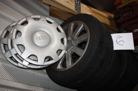 4 wheels with alloy wheels, Audi, and tires, Dunlop R205 55 R16
