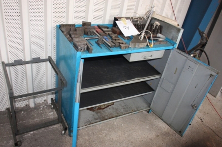 Tool cabinet with drawer + jigs for lathe + stamping tools etc.