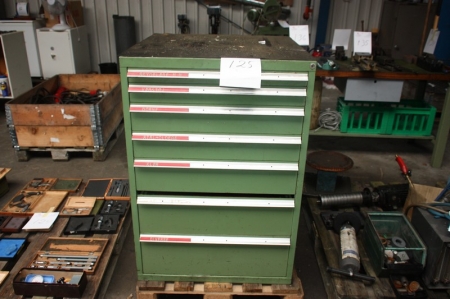 Tool Drawer cabinet with 7 drawers, width approx. 750 x height approx. 1070 mm, containing, inter alia, carbide tipped bits