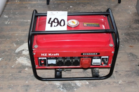 Benzin generator, HZ Kraft EC6500EX, kun moms på salær 
