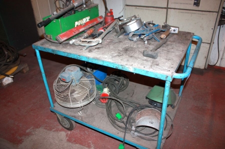 Trolley containing various tools