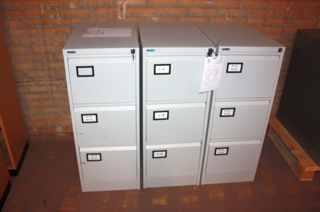 3 filing cabinets, Rigid, 3 drawers