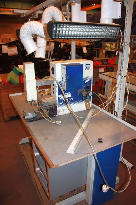 Pad printing machine, Teka-print AG type TP 100 mounted on Linak hight adjustable table Lighting and ventilation