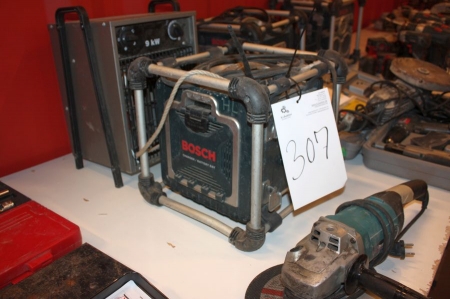 Radio, Bosch, 9 kW electric heating fan + angle cutter, Makita