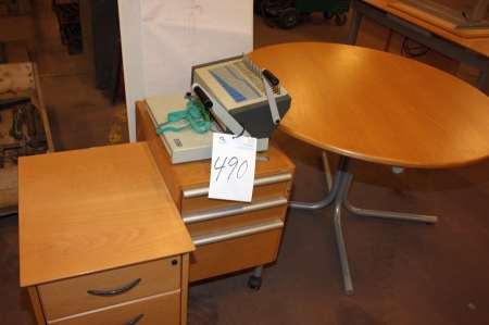 Table with 2 drawer sections, whiteboard, binder