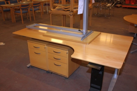 Desk with side table and 2 drawer sections