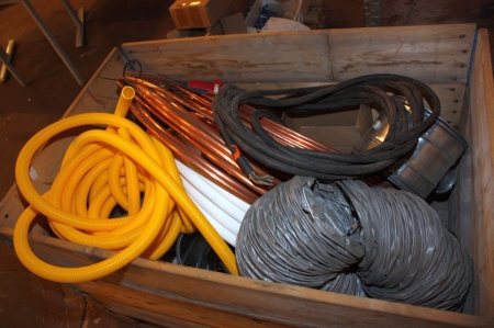 Pallet with cables, copper pipes, etc.
