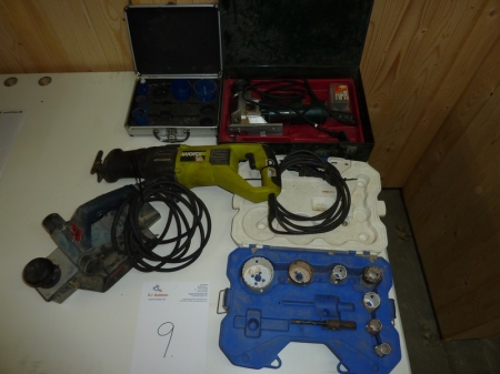 Padsaw, Metabo + power reciprocating saw, Worx + power planer, Bosch + various core drills