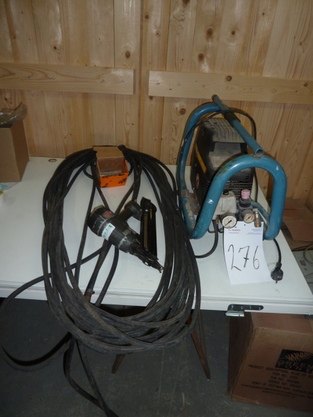 Compressor, F205 + nailer, Senco + air hose. Sold by private individual. Only VAT on fees.