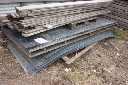 2 pallets steel plates, plastic. A total of about 20 pcs. Dimension: 1150 x 3000 mm
