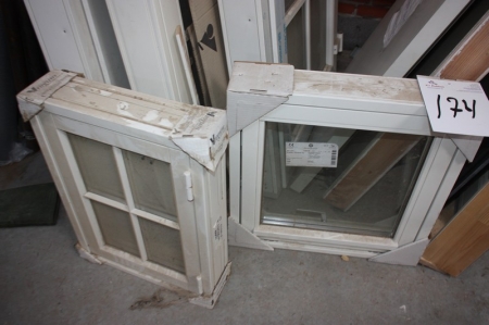 Bar windows, Vrøgum Windows, wood, white. Approximately 445x600 mm + window, Scandic, approximately 590x590 mm