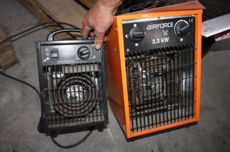 Electric Fan, Air Force, 3.3 kW + radiator fan Malmbergs, 2 kW