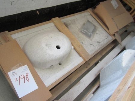 Dobbeltvask i granit, ud i et stykke med bordplade, 90 grader snit i begge ender, ubrugt i original emballage