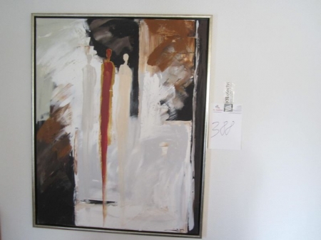 Maleri i ramme, ca 80x100 cm, kunstner ukendt