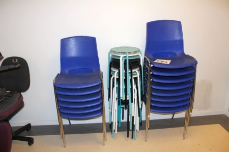 14 pcs stacking chairs + stools