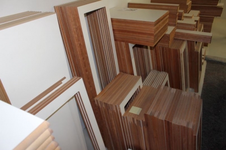 Large lot new quality fronts for the kitchen cabinets and drawers, white cherry, i.e. delivered to JKE kitchens