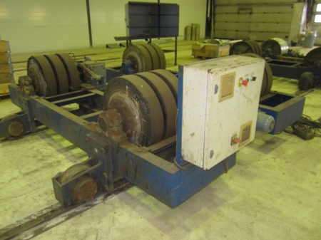 1 sæt svejserullebukke på skinnehjul, Hendricks 100 tons,  komplet med styreskab, kabel og fjernbetjening